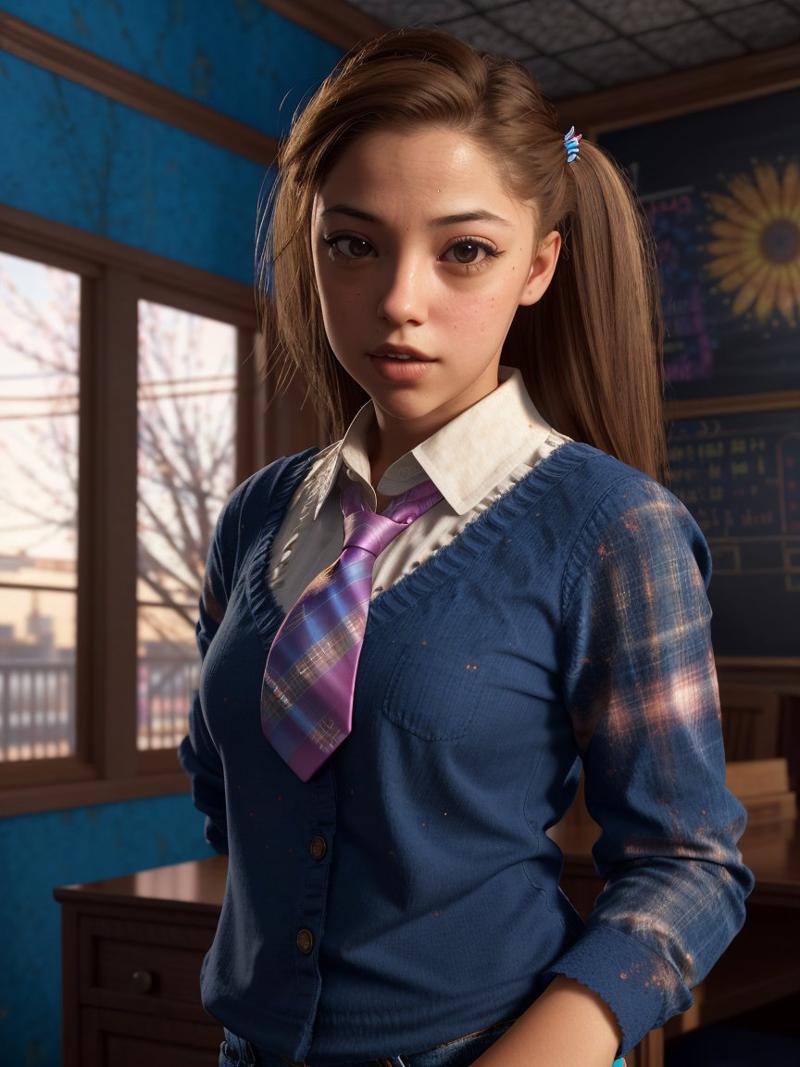 05781-2525697440-_(GigiRivera_1), (to8contrast style),  (Woman_1), _ wearing a tie, cupcake in her hands, school, indoors, (soothing tones_1.25),.jpg